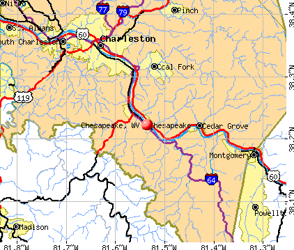 Chesapeake, WV map