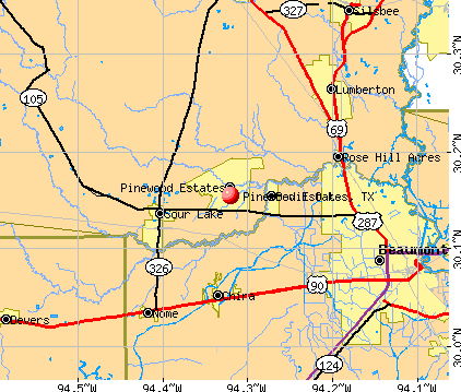 Pinewood Estates, TX map