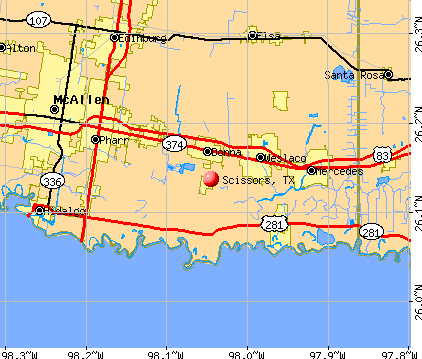 Scissors, TX map