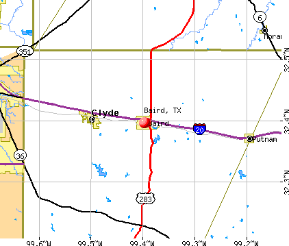 Baird, TX map