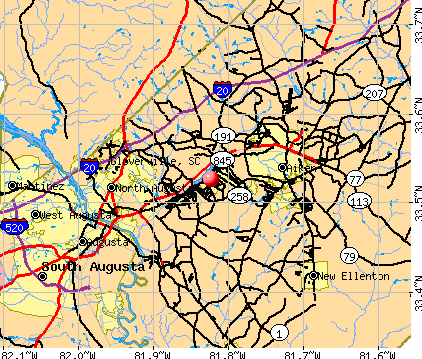 Gloverville, SC map