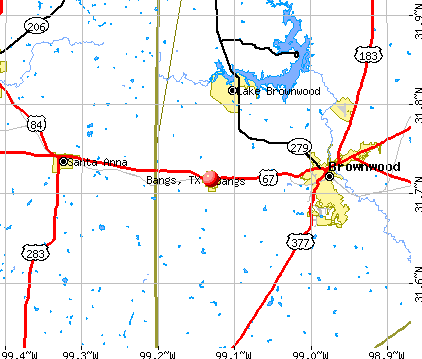 Bangs, TX map