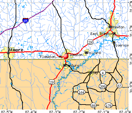Flomaton, AL map