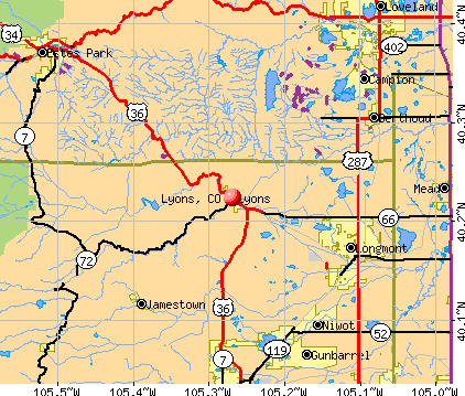 Lyons, CO map