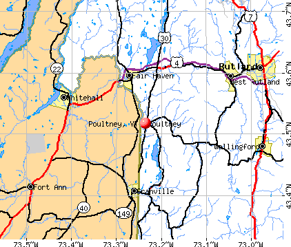 Poultney, VT map