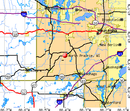 North Prairie, WI map