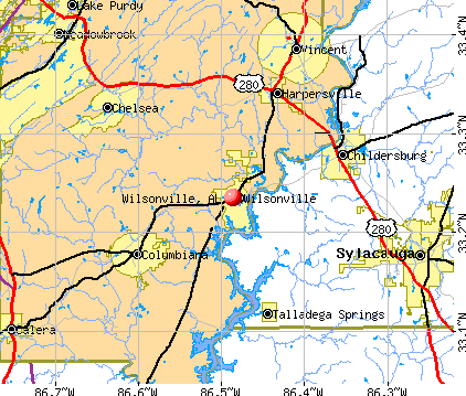 Wilsonville, AL map