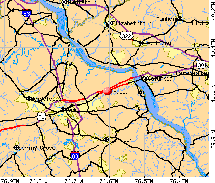 Hallam, PA map