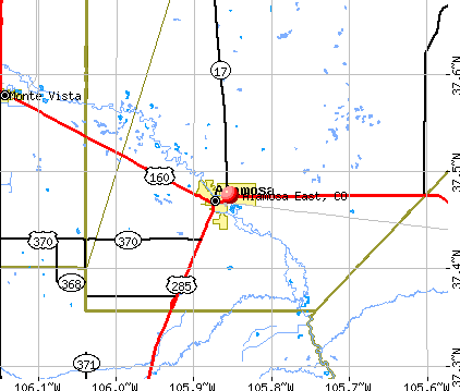 Alamosa East, CO map
