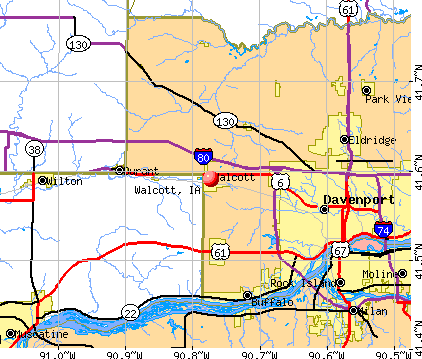 Walcott, IA map