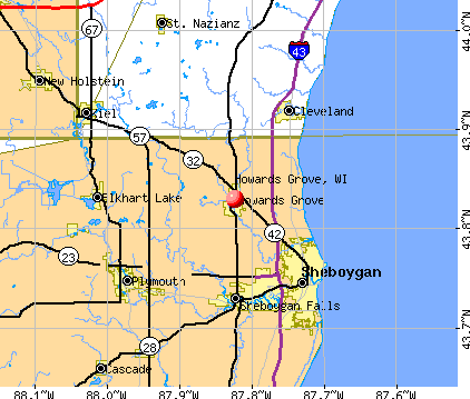 Howards Grove, WI map