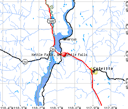 Kettle Falls, WA map