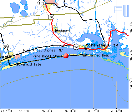 Pine Knoll Shores, NC map