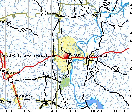 Crump, TN map
