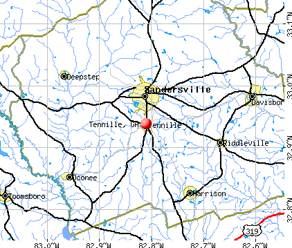 Tennille, GA map