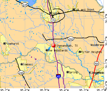 Shenandoah, TX map