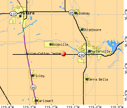 Poplar-Cotton Center, CA map