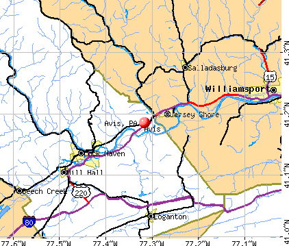 Avis, PA map