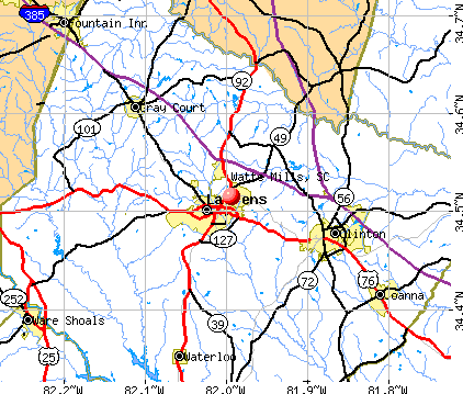 Watts Mills, SC map