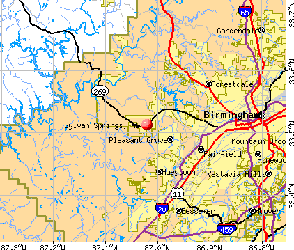 Sylvan Springs, AL map