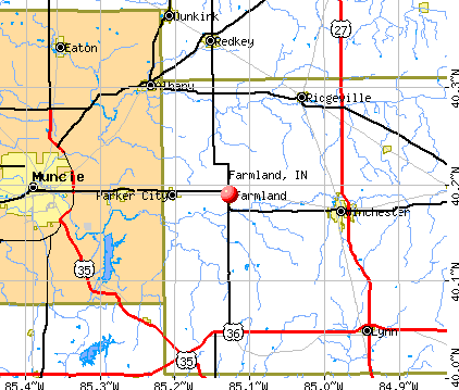 Farmland, IN map