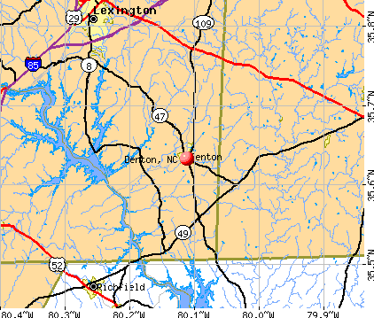 Denton, NC map