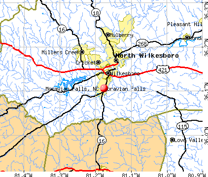 Moravian Falls, NC map