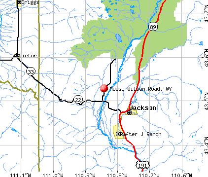 Moose Wilson Road, WY map