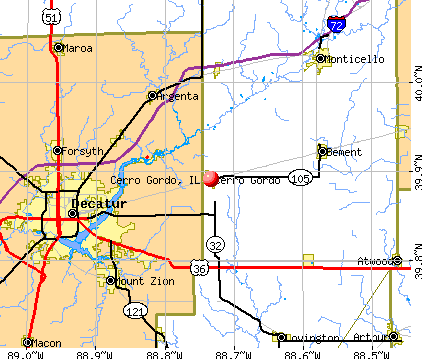 Cerro Gordo, IL map