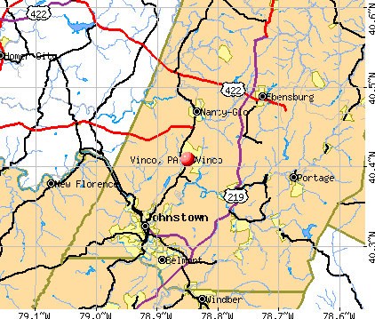 Vinco, PA map