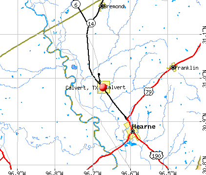 Calvert, TX map