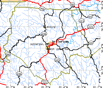 Jefferson, NC map