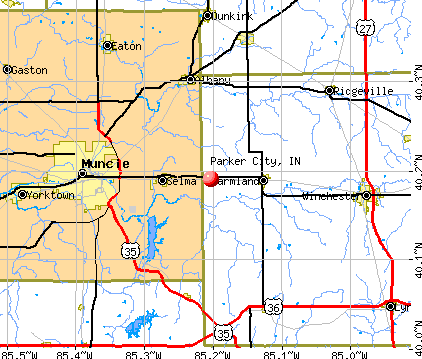 Parker City, IN map