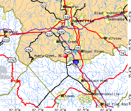 Avery Creek, NC map