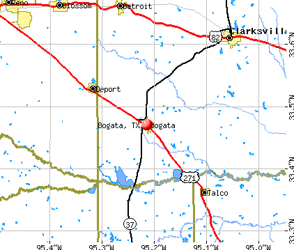 Bogata, TX map