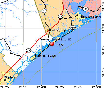 Surf City, NC map