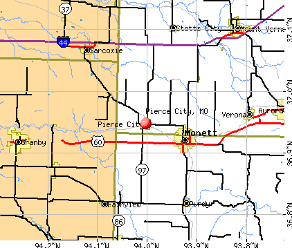 Pierce City, MO map