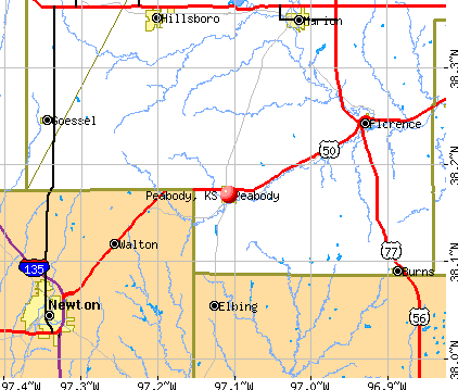 Peabody, KS map