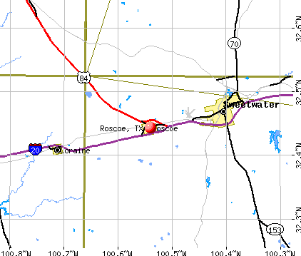 Roscoe, TX map