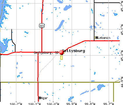 Gettysburg, SD map