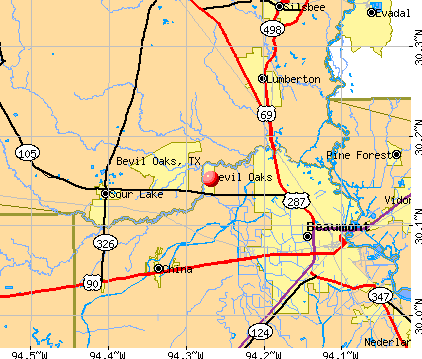 Bevil Oaks, TX map