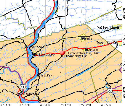 Elizabethville, PA map
