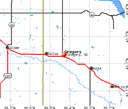 Gregory, SD map