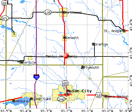 Manly, IA map