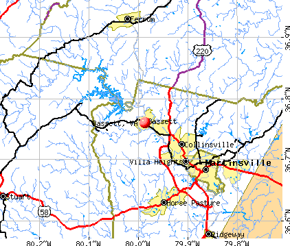 Bassett, VA map