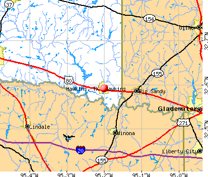 Hawkins, TX map