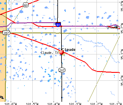 Claude, TX map