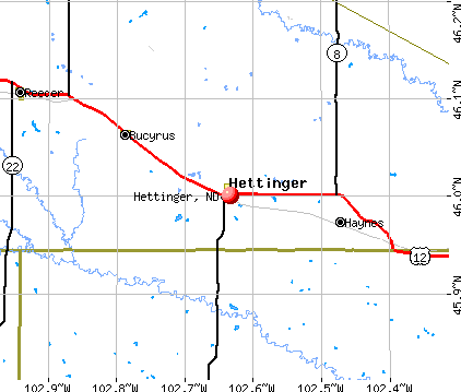 Hettinger, ND map