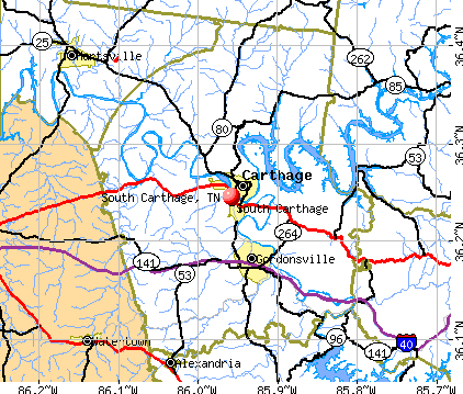 South Carthage, TN map
