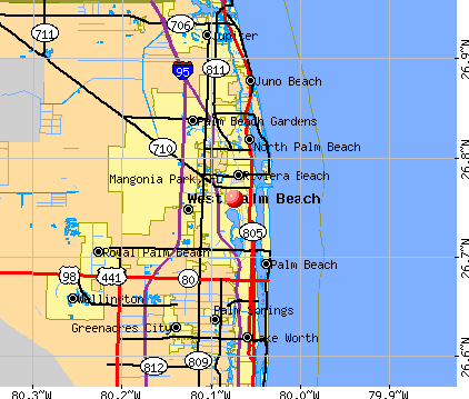 Mangonia Park, FL map